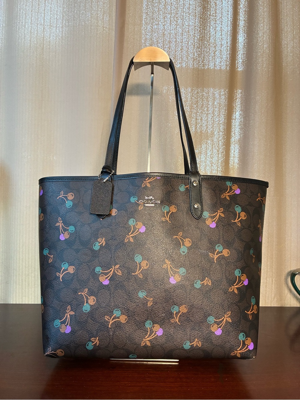 Coach Reversible Cherry Print Tote with Pouch